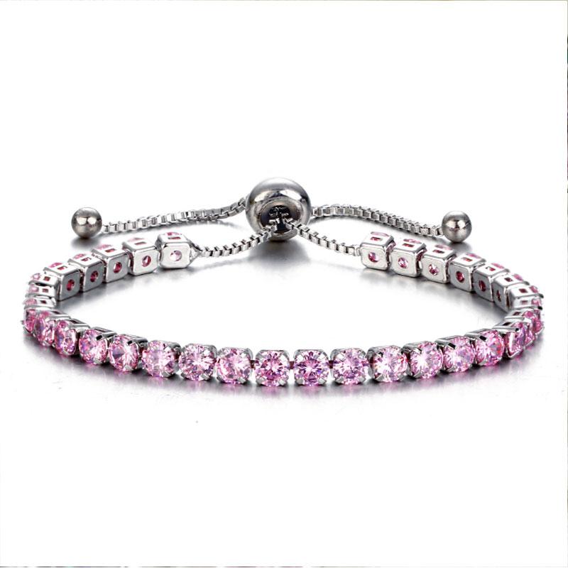 Blaudonau- Glänzendes Kristallarmband Silber Rosa