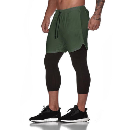 Blaudonau- 2-in-1-Fitness-Turnhose mit sicherer Tasche ( Shorts & Verkürzte Hose)