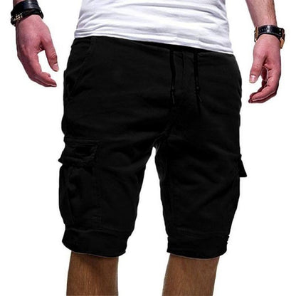 Blaudonau- Mode lose Shorts mit Große Tasche für Herren Schwarz