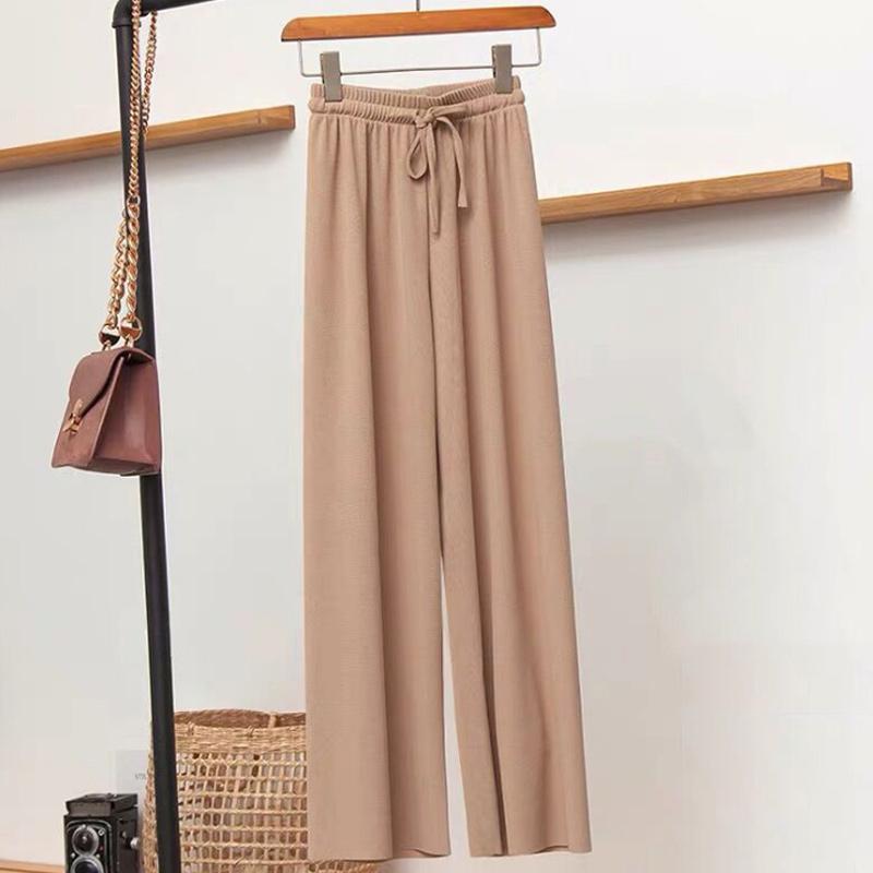 Blaudonau- Ice Silk Wide Leg Damenhose mit hoher Taille