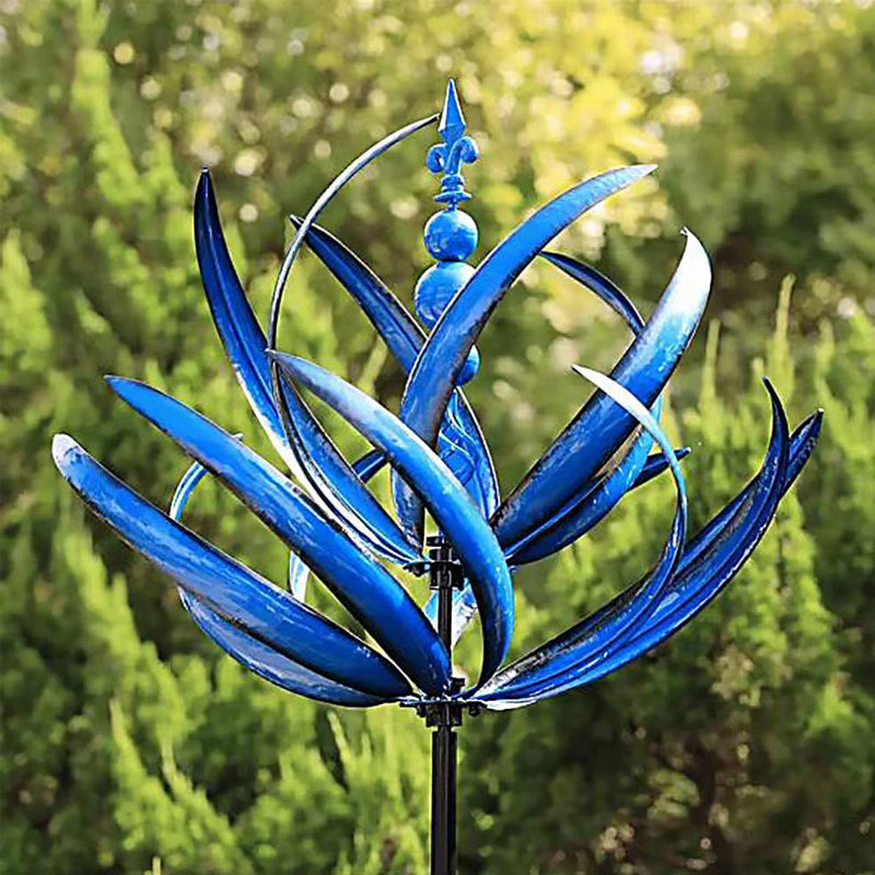 Blaudonau- Blauer Windspinner aus Metall