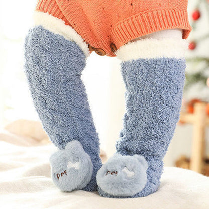 Blaudonau- Flauschige Wintersocken für Babys Blauer Hund