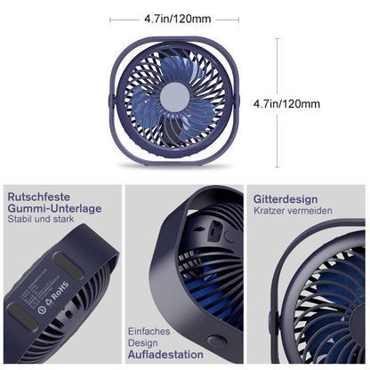 Blaudonau- Quadratischer wiederaufladbarer Mini-Lüfter