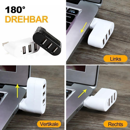 Blaudonau- Multifunktionaler Mini drehbarer 3-Port USB-Anschluss