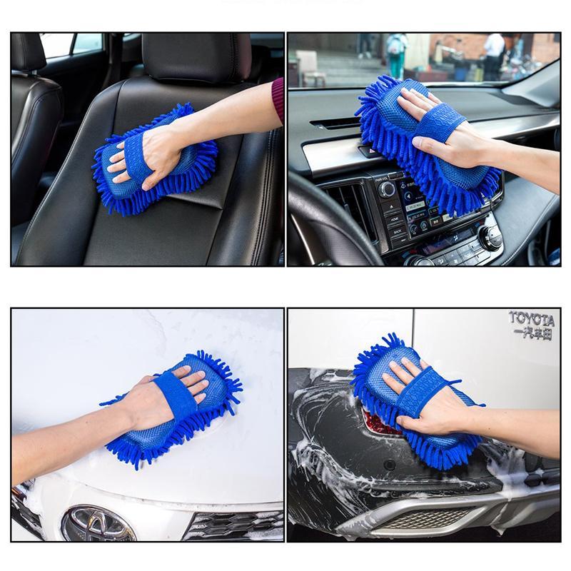 Blaudonau- Chenille-Schwamm-Autowaschhandschuhe