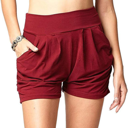 Blaudonau- Hohe-Taille gefaltete Tasche Shorts