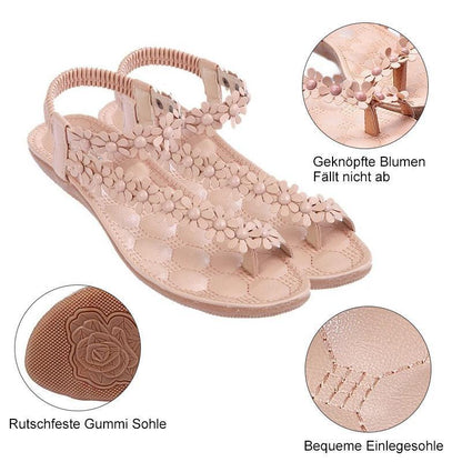 Blaudonau- Damen Sommer Blume Flach Zehentrenner Sandalen