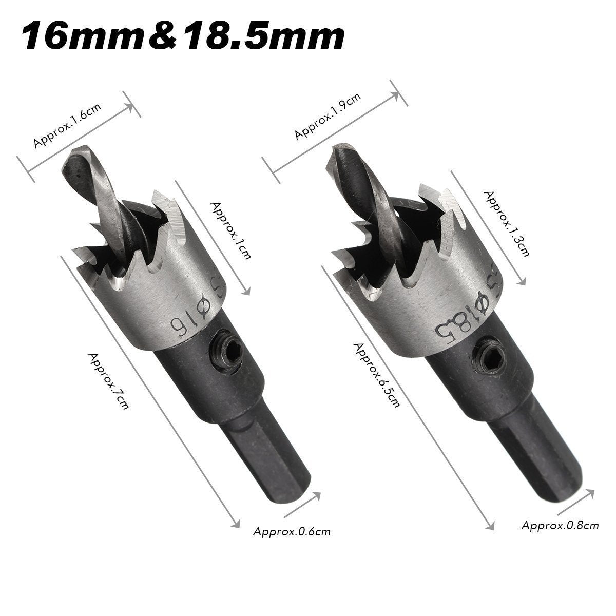 Blaudonau- 5PCS Carbide Spitze HSS Bohrer Lochsäge Set Edelstahl Metall Legierung 16-30mm