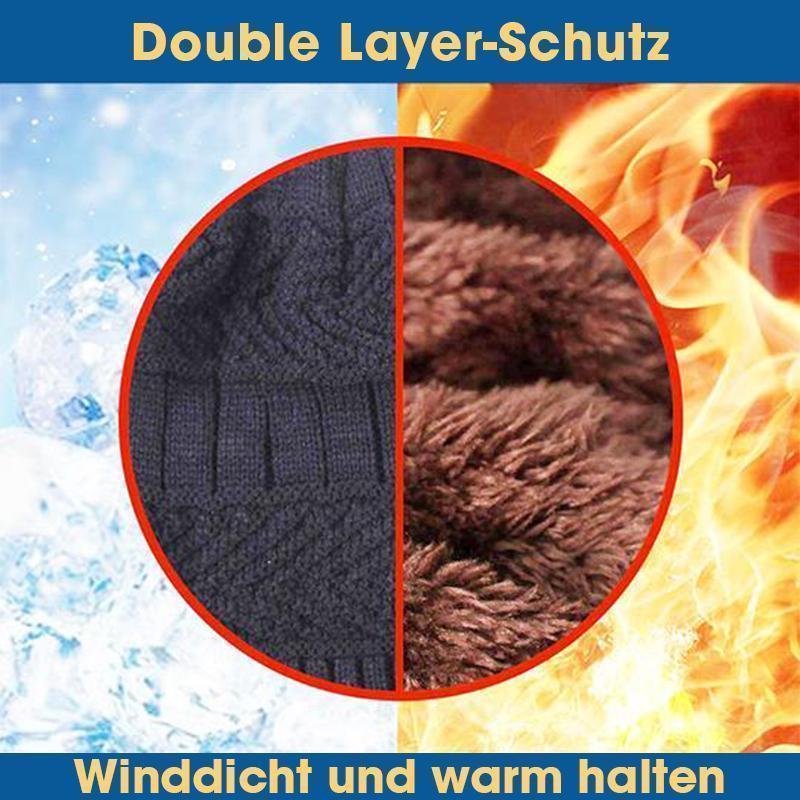 Blaudonau- Warme Strickmütze mit Schal ( Erwachsene und Kinder )