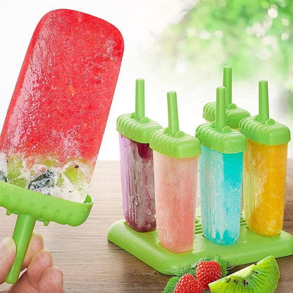 Blaudonau- Wiederverwendbare 6 Zellen DIY Frozen Ice Cream Pop Lolly Formen