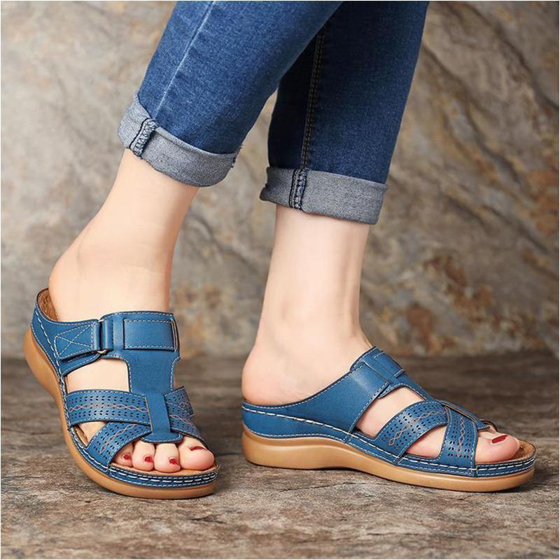 Blaudonau- Damen Sommer offenen Zehen Sandalen blau