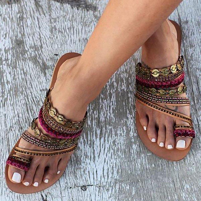 Blaudonau- Griechischer Stil Boho-Sandalen