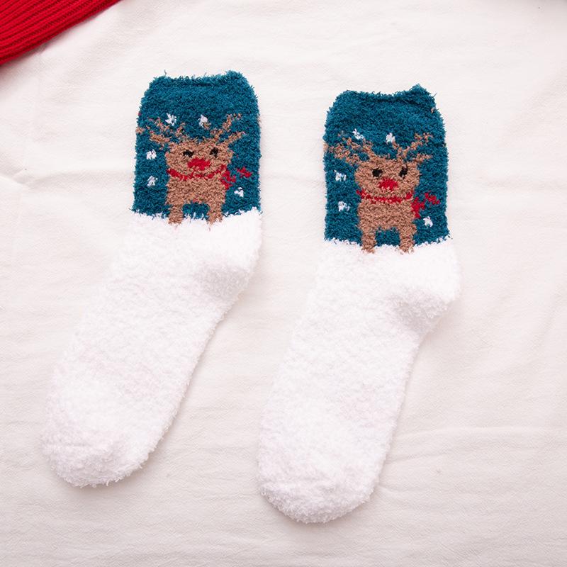 Blaudonau- Frauen Weihnachten Plüsch Socken blauer Reh