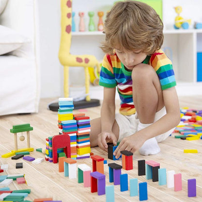 Blaudonau- Bunte Domino-Blöcke Holzspielzeug, 120 Stück / Set