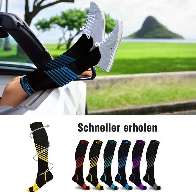 Blaudonau- Ultra-V-Streifen Kniehohe Kompression Socken