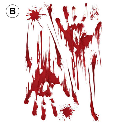 Blaudonau- Halloween Blut Hand Fußabdrücke Wandaufkleber C