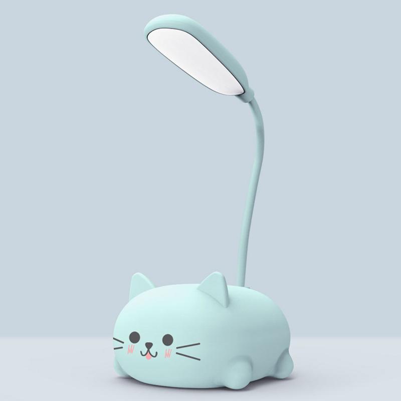 Blaudonau- Cartoon Katze LED Schreibtischlampe blau