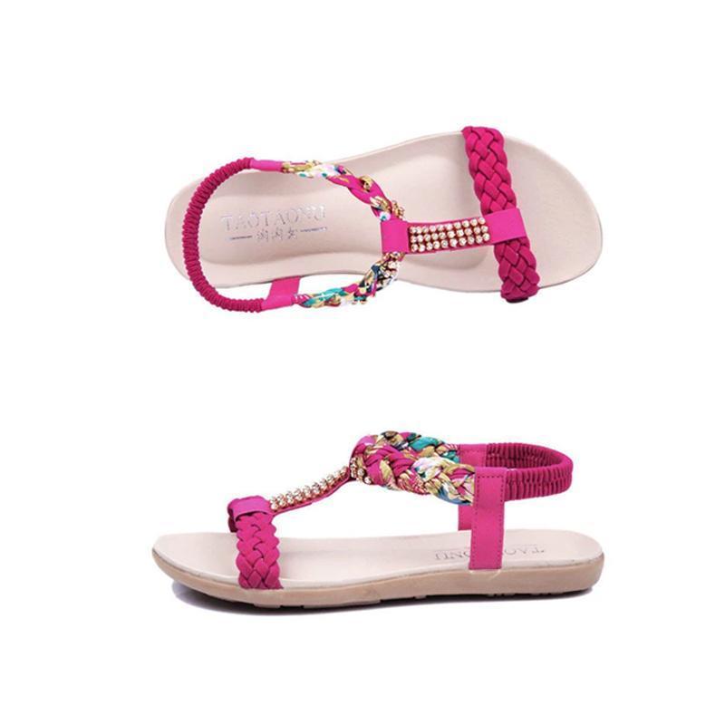 Blaudonau- Böhmische Sandalen für die Damen mit Strass Rosa