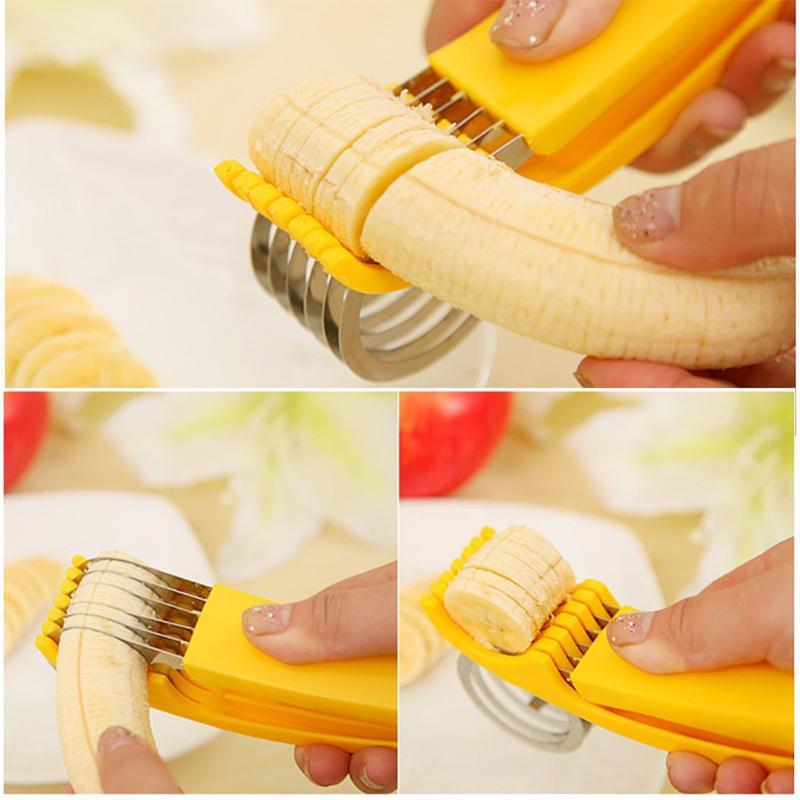 Blaudonau- Edelstahl Bananenschneider Gurkenschneider Obst Gemüse Messer Salat Neuheit Küchenzubehör Gadget