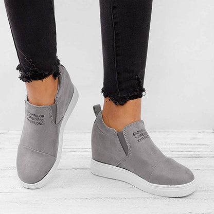 Blaudonau- Damen versteckter Absatz Sneakers Loafers grau