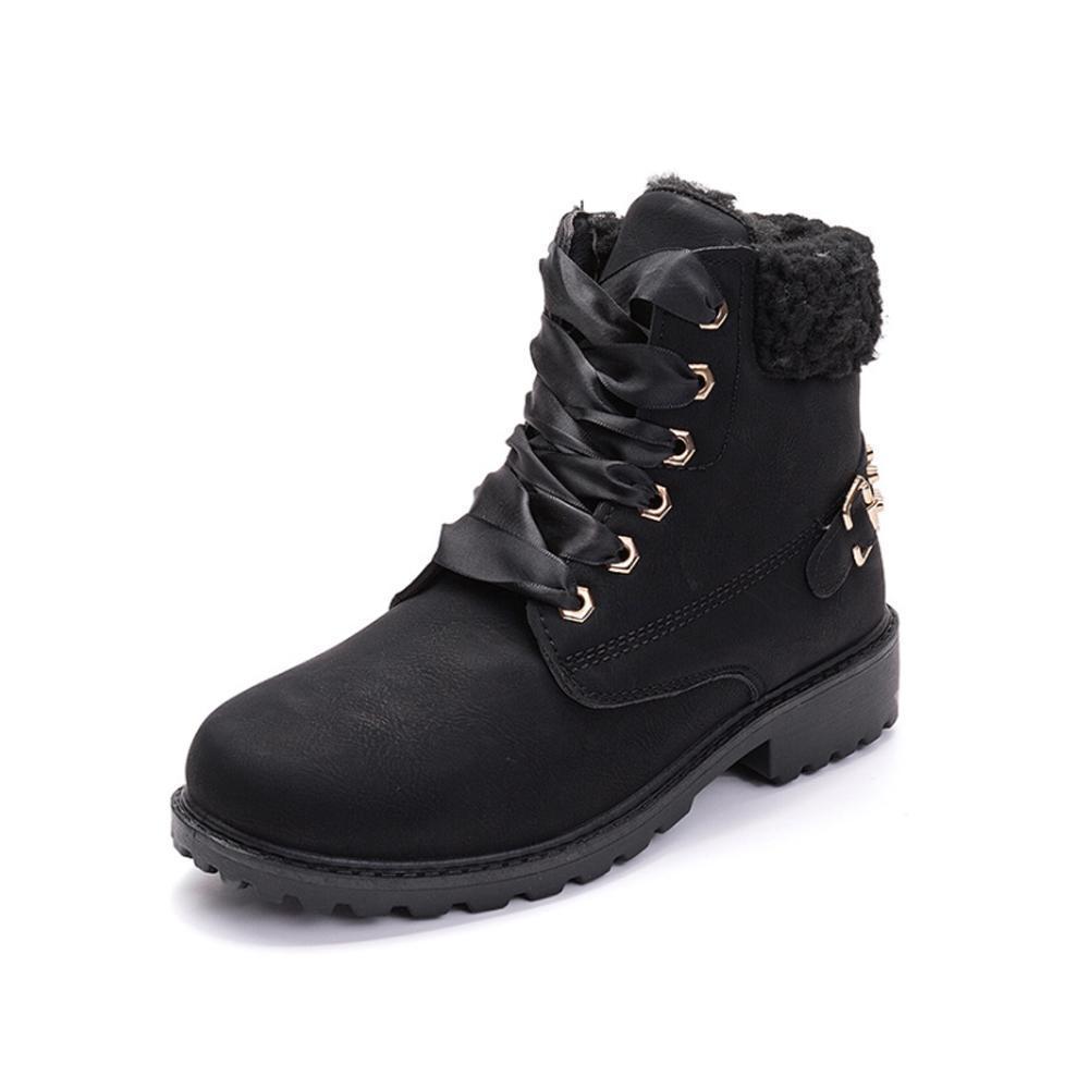 Blaudonau- Damen Winter Warm Schuhe Schwarz