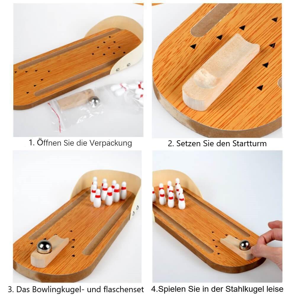 Blaudonau- Zuhause Holz Mini Bowling Spiel Set