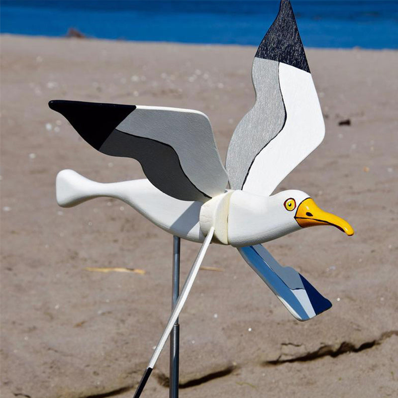 Blaudonau- Windmühle mit Möwe als Gartendekoration