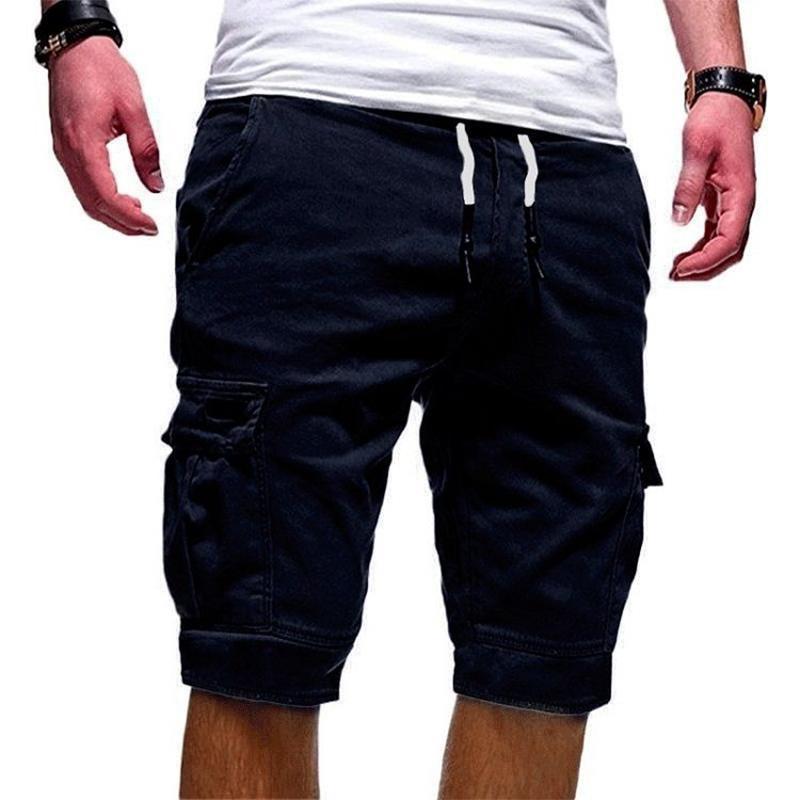 Blaudonau- Mode lose Shorts mit Große Tasche für Herren Dunkelblau