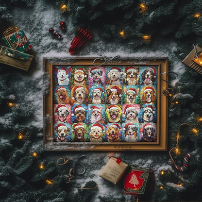 Blaudonau- Frohe Weihnachten Hunde Adventskalender Puzzle