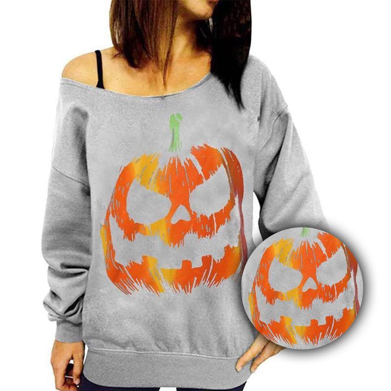 Blaudonau- Damen Halloween Schulterfrei Sweatshirts