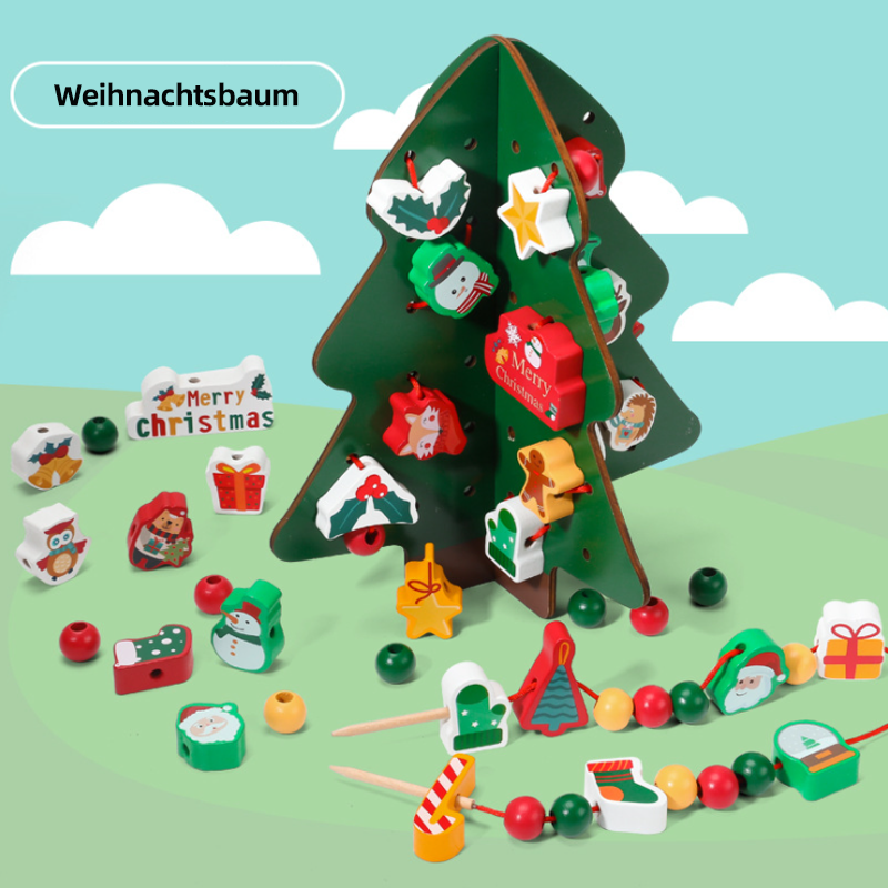 Blaudonau- Pädagogisches Holzperlenspielzeug für Kinder Weihnachtsbaum