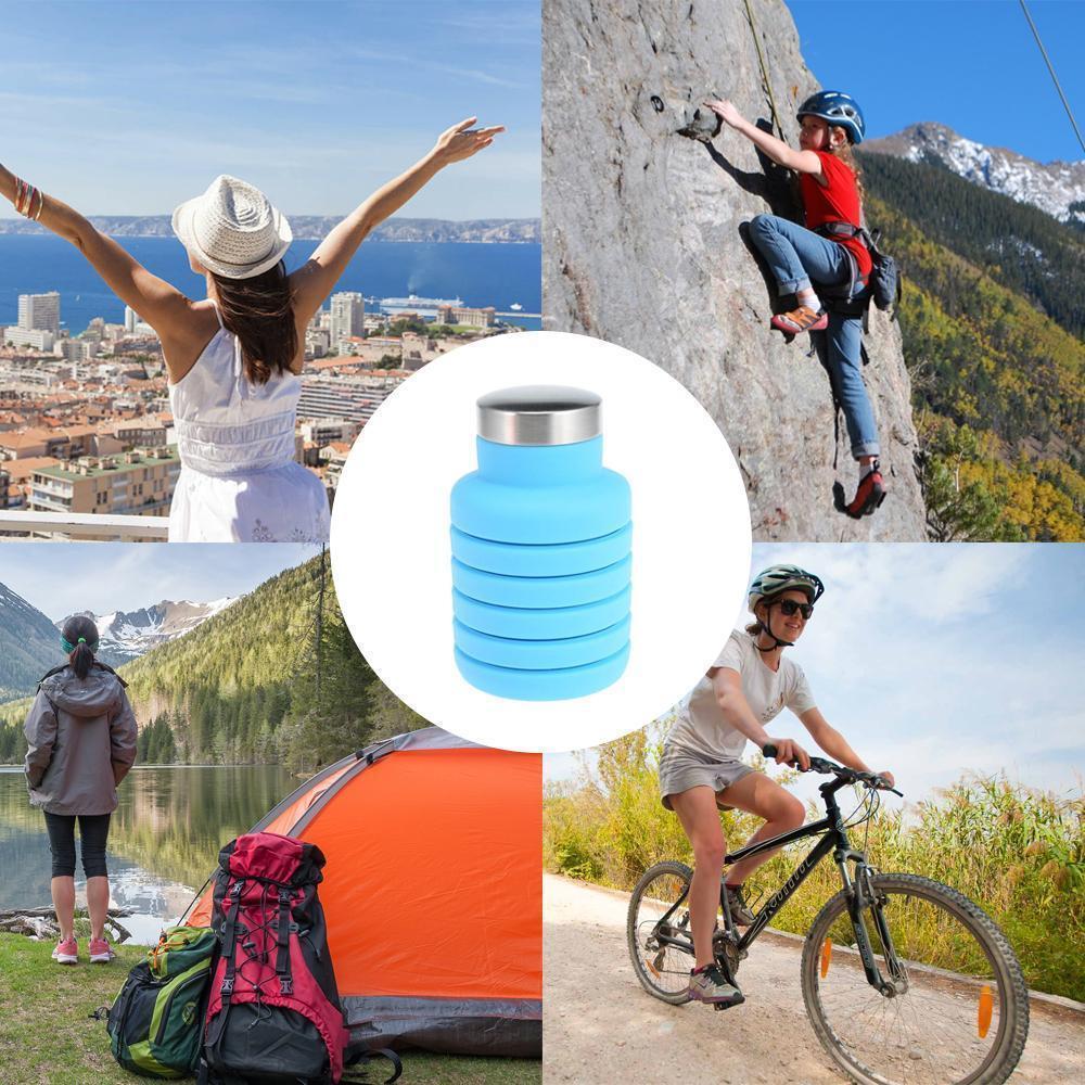 Blaudonau- Faltbare einziehbare Wasserflasche, für Outdoor, Reisen, Camping und Wandern