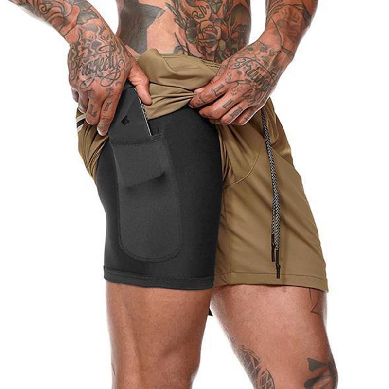 Blaudonau- 2-in-1-Fitness-Turnhose mit sicherer Tasche ( Shorts & Verkürzte Hose)