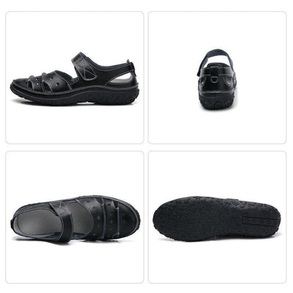 Blaudonau- Damen Lässige LederSandalen Hohl Flache Schuhe