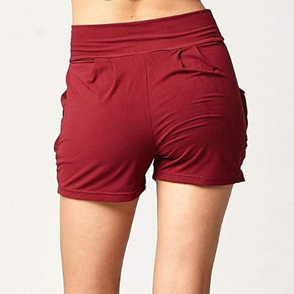 Blaudonau- Hohe-Taille gefaltete Tasche Shorts