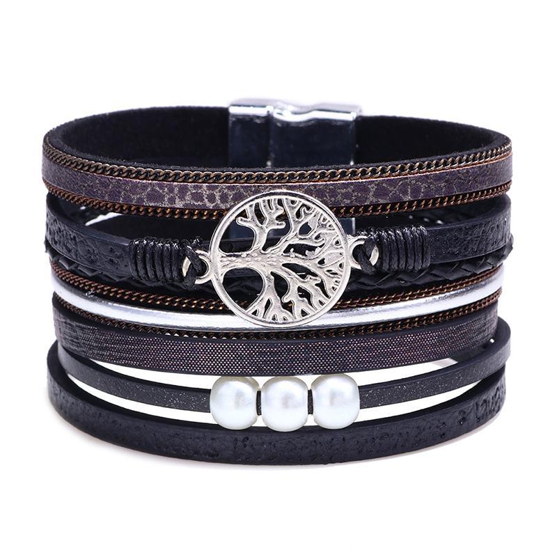 Blaudonau- Baum des Lebens Multi-Ring-Armband mit Perlen