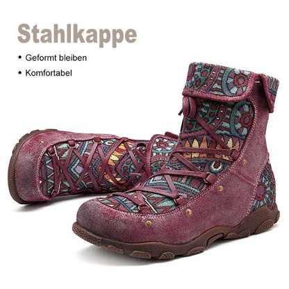 Blaudonau- Handgemachte böhmische Spleißen Jacquard Stiefeletten