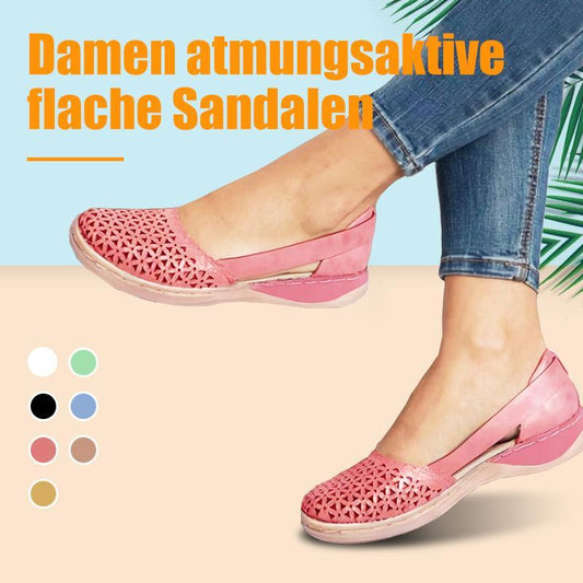 Blaudonau- Damen flache Sandalen mit abgerundeten Zehen