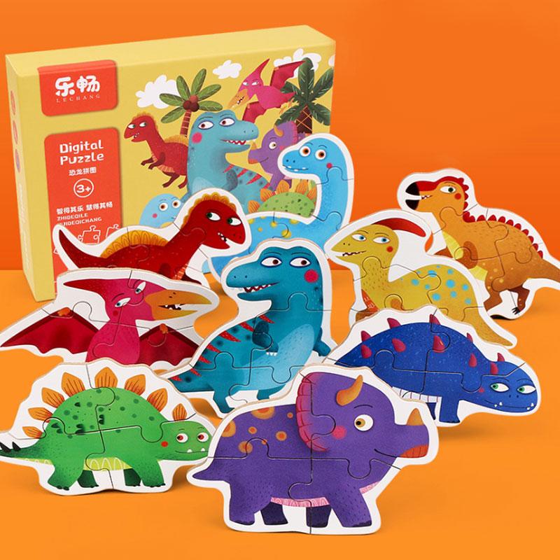 Blaudonau- Holzpuzzle für Kinder Dinosaurier