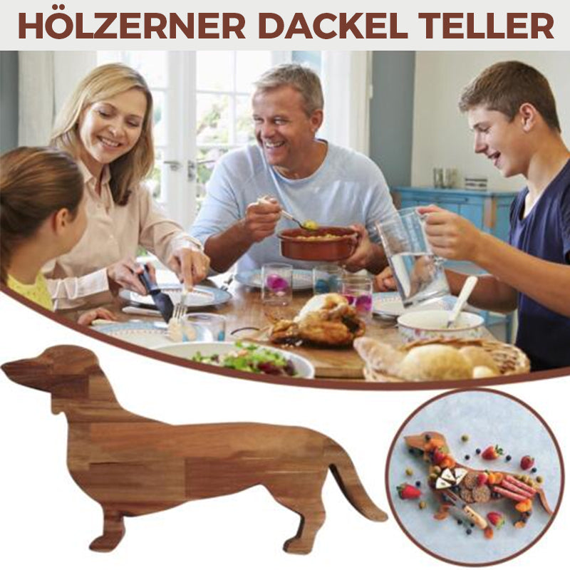 Blaudonau- Hölzerner Dackel Speiseteller