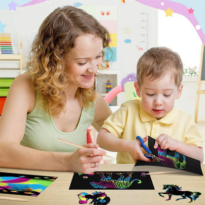 Blaudonau- Buntes Rubbelpapier für Kinder, 50 Blatt