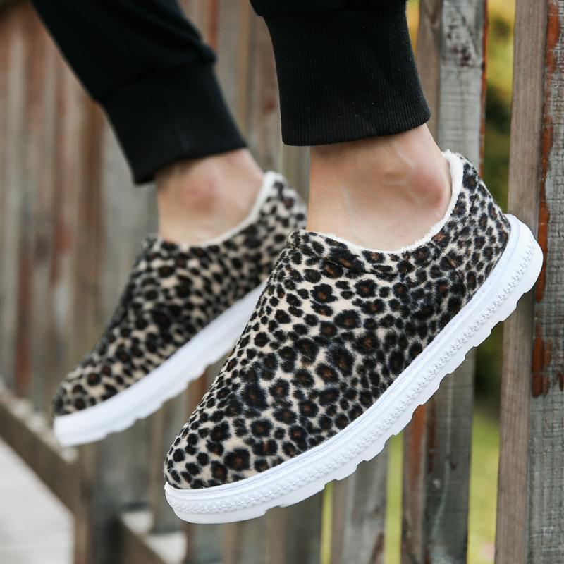 Blaudonau- Unisex Leopard Flache Baumwollschuhe, bequeme Hausschuhe