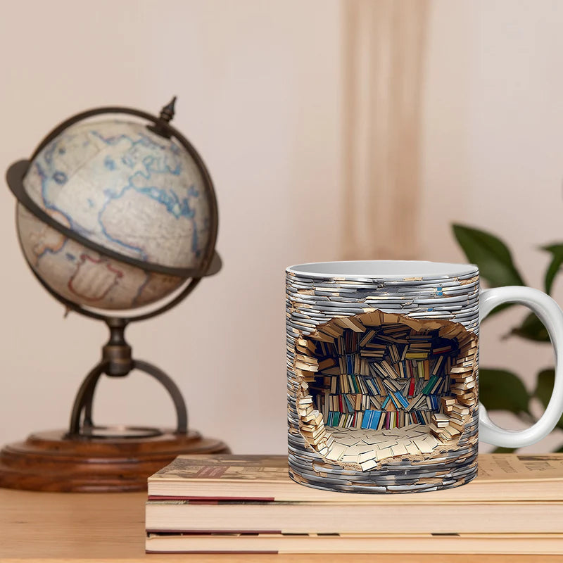 Blaudonau- 3D-Bücherregal-Tasse