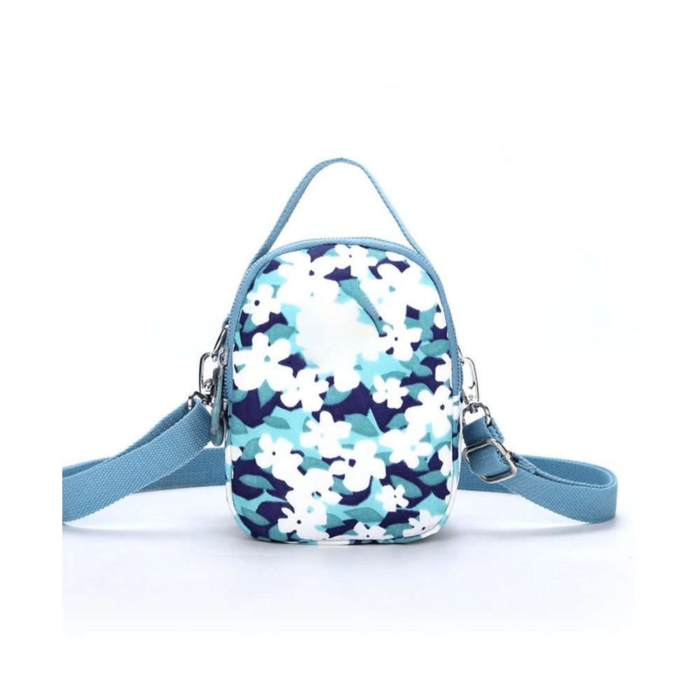 Blaudonau- MINI Damen Reißverschluss- Tasche Blaublumen