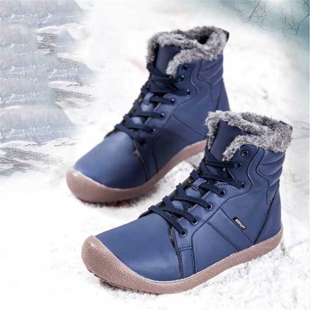 Blaudonau- Wasserdichtes Outdoor Pelz gefütterte Winter warme hoche Schuhe BLAU