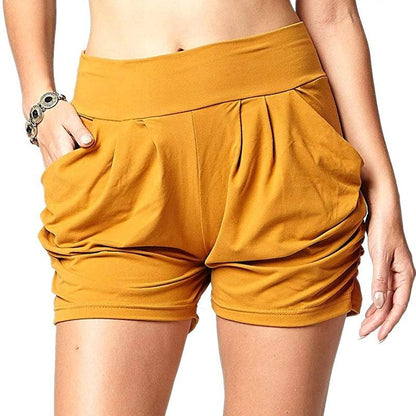 Blaudonau- Hohe-Taille gefaltete Tasche Shorts