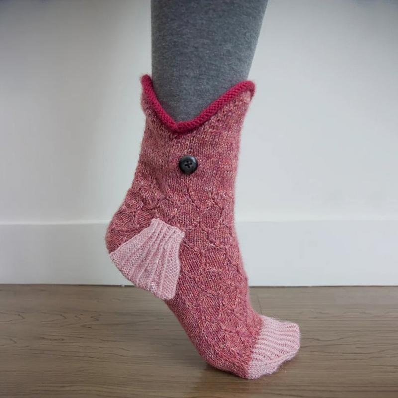 Blaudonau- Süße Gestrickte Tiersocken Fisch