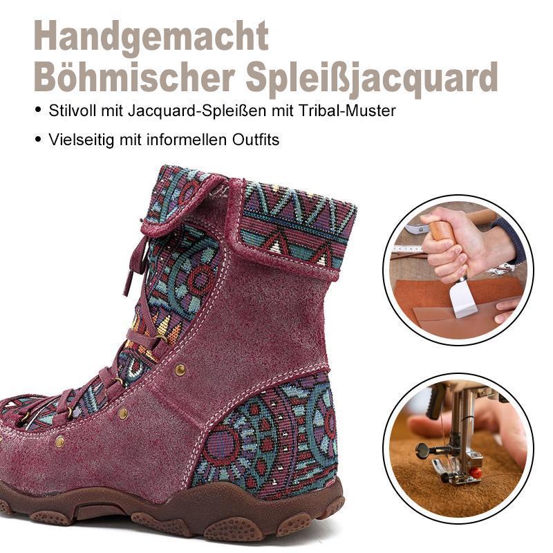 Blaudonau- Handgemachte böhmische Spleißen Jacquard Stiefeletten