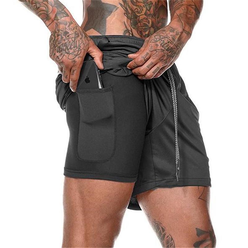 Blaudonau- 2-in-1-Fitness-Turnhose mit sicherer Tasche ( Shorts & Verkürzte Hose)