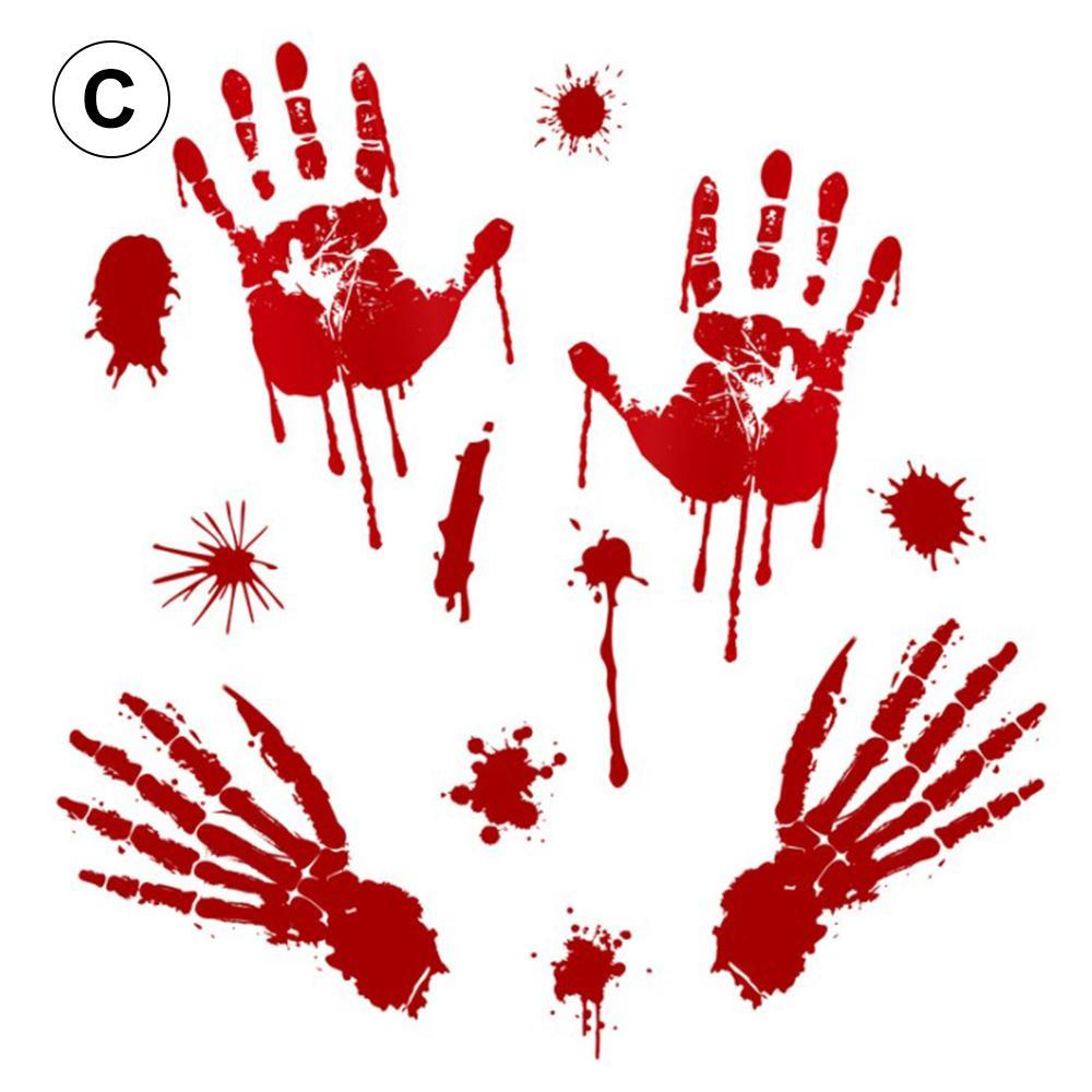 Blaudonau- Halloween Blut Hand Fußabdrücke Wandaufkleber D